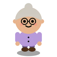 Granny Lucky, a casino regular with grey hair and round glasses